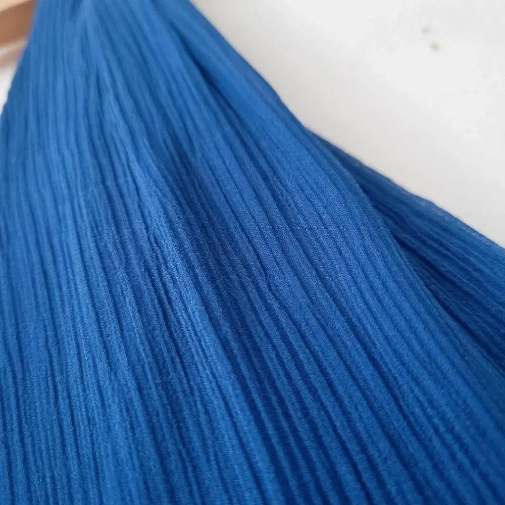 J. Crew 100% Crepe Silk Dress Blue 4 Sleeveless Fit Flare V-Neck